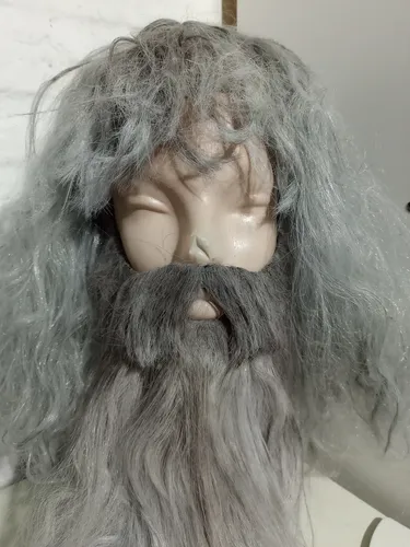 Peluca Y Barba Gris Matizada 40 Cm Cotillon La Parti Wigs
