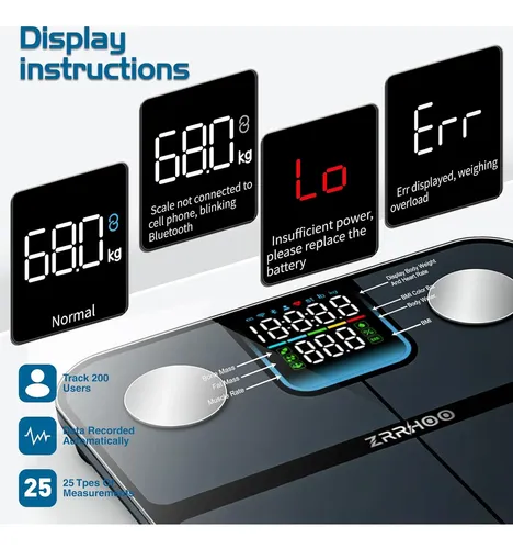 Báscula Inteligente Zrrhoo 400 Lb Con Bluetooth Y 25
