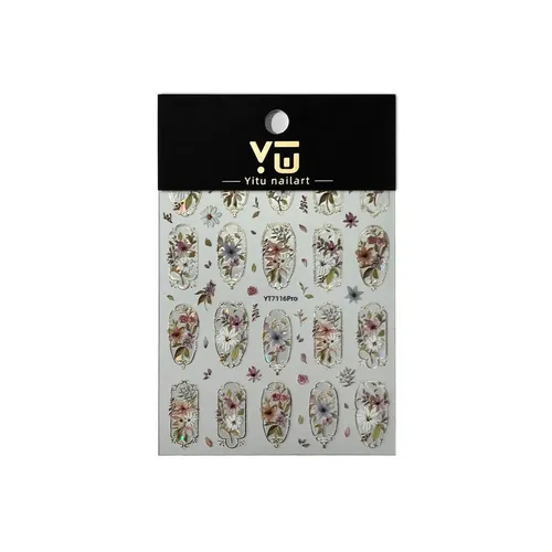 Pegatinas Para Uñas Con Foil Dorado Y Diseño De Flores
