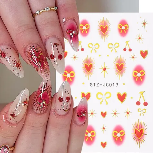 Calcomanías Para Decoración De Uñas Con Forma De Corazón Par