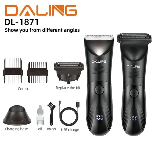 Cortadora de Pelo Daling 1871 Inalámbrica para Barba y Cuerpo con Pantalla Digital