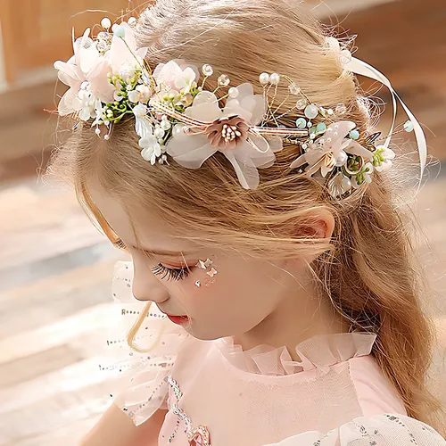 Coronas Flores Para Niñas Princesa Tocado Novia Tiara Rosa