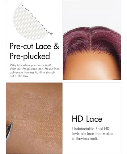 Peluca Humana Luvme 10 Burgundy 99j Hd Lace Closure