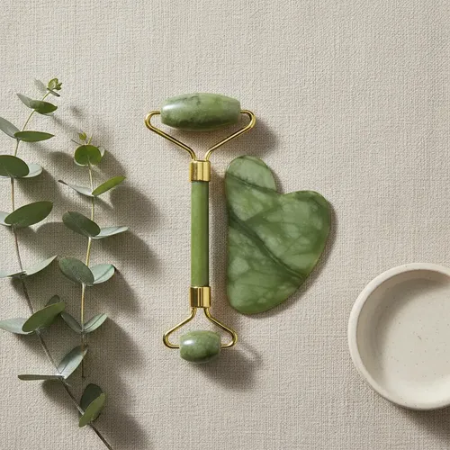 Kit Jade Roller Masajeador Facial Y Piedra Guasha