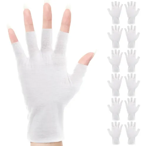 Guantes Sin Dedos Blancos De Algodón Hidratantes Para Manos