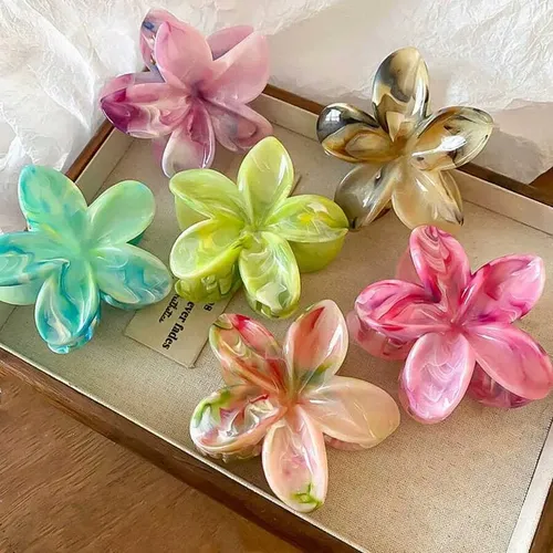Pinzas Para El Pelo Frangipani Para Mujer, 8 Cm