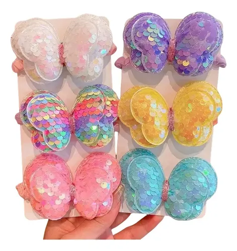 Gomas Para Cabello Mariposa Elasticidad Alta 6 Piezas