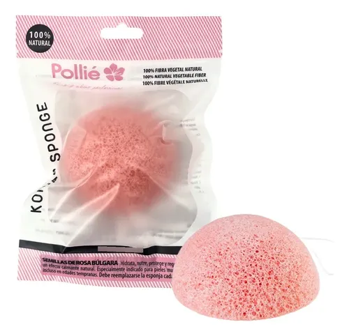 Konjac Esponja Vegetal Facial Rosa Pieles Sensibles Pollie
