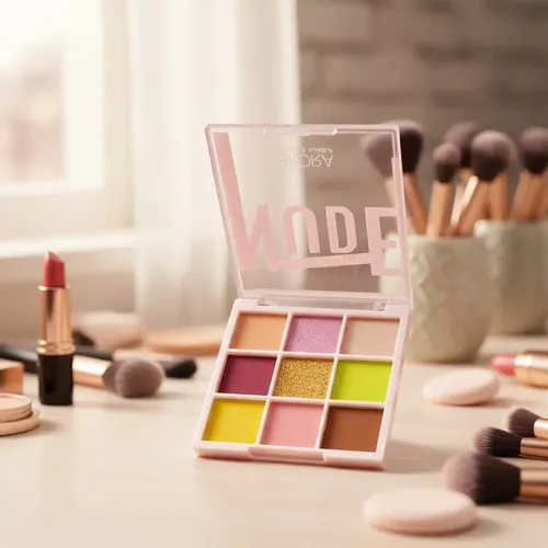 Paleta Sombras De Ojos Matte Y Glitter Nude Skora 9 Tonos
