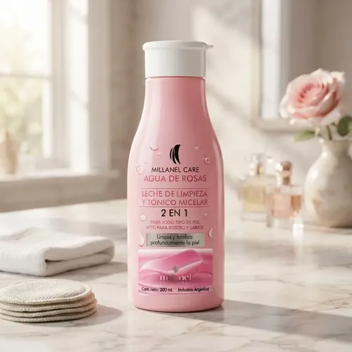 Millanel Agua De Rosas- Leche Limpieza/tónico Micelar 2 En 1