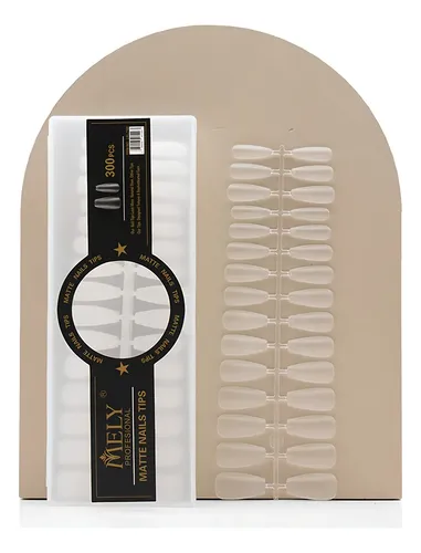 Tips Uñas Postizas Soft Gel Coffin Mely Transparente Mate Pack de 300