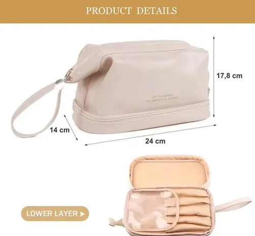 Neceser Grande Impermeable Organizador De Maquillaje Doble