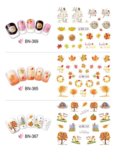 Adhesivos Para Uñas Bfy Thanksgiving Fall Water Transfer, 12