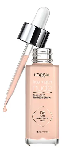 L’Oréal Paris True Match Sérum Rellenador con Color, Base de Maquillaje con Ácido Hialurónico, Hidrata la Piel al Instante, Textura Ligera, Tono 1-2 Rosy Light, 30 ml
