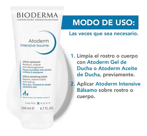 Bioderma Atoderm Intensive Baume Hidrata Piel Atopica 200ml Momento de aplicación Día/Noche Tipo de piel Todo tipo de piel