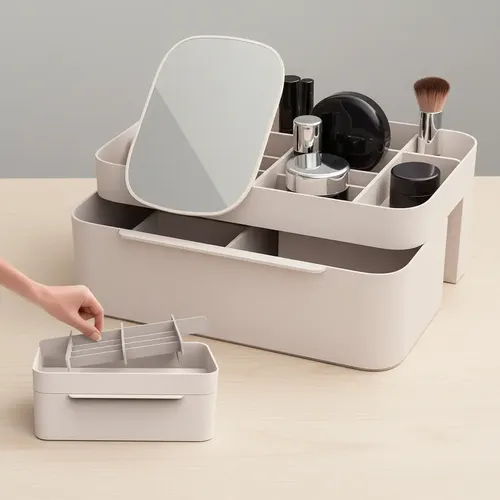 Organizador Mesa Maquillaje Manicuria Escritorio Plastico E