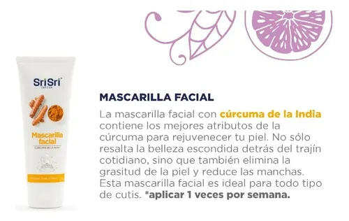 Mascarilla Facial Con Cúrcuma De La India Sri Sri Tattva