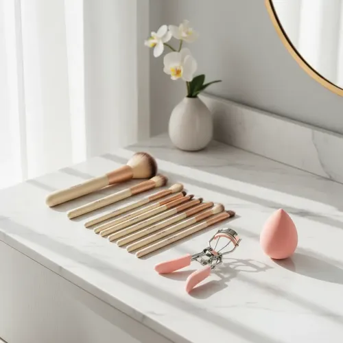 Set De 11 Brochas Maquillaje Con Neceser Esponja Y Arqueador