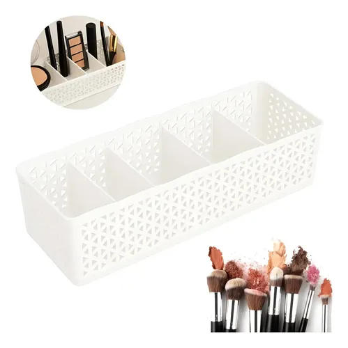 Organizador Maquillaje Geometrico 5 Espacios Practico Baño Color Blanco