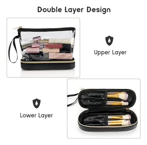 Neceser Pvc Transparente Doble Capa Seco-mojado Viaje