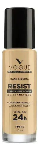 Base de Maquillaje Líquida Vogue Resist, Larga Duración y Acabado Mate con FPS 15