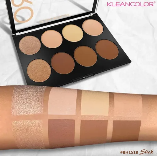 Paleta Iluminador Contorno Polvo KleanColor Pro Face 8 Tonos Vegan