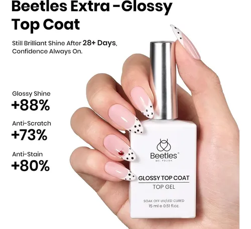 Beetles Set Gel Uñas 15 Ml Base Y Top Coat 4 Pcs