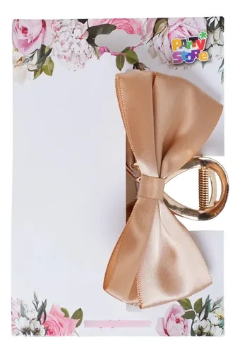 Broche Moño Premium Hebilla Coquette Pelo Accesorios Mujer Beige