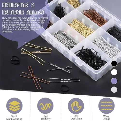 Kit De Horquillas Swpeet 420 Pcs Con Gomas Para Cabello
