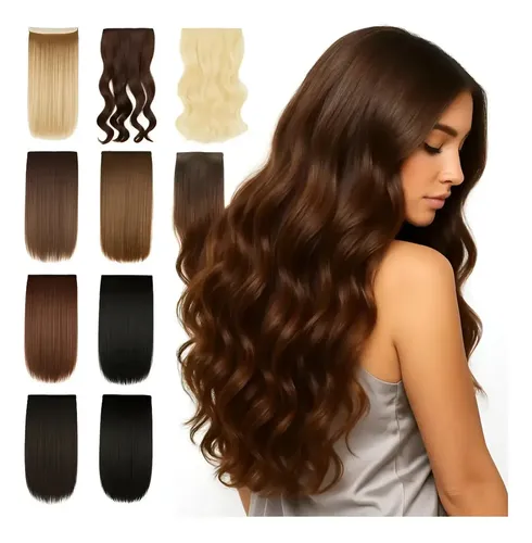 Cortinas De Pelo: Cabello Sintetico Premium Extensiones Marron 12 Lacio