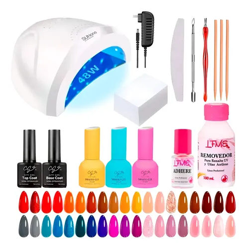 Kit Inicial X16u Cabina Led Uv 48w Gel Uñas Semipermanentes