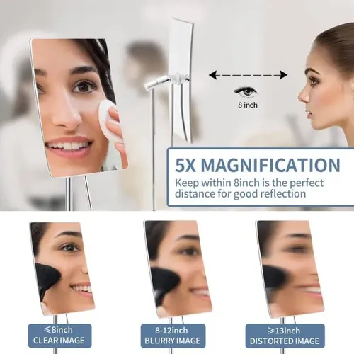 Espejo De Maquillaje Dowry Con Aumento 5x Y Base De Acero In