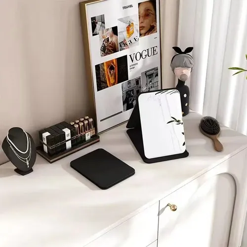 Espejo Maquillaje Led Plegable Luz Fría Cálida Natural Usb Rosa