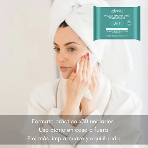 Toallitas Desmaquillantes Agua Micelar Idraet 3en1 30u