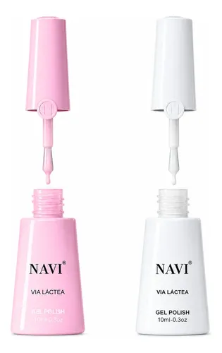 Kit X2 Esmalte Semipermanente Navi Vía Láctea Rosa Blanco 10