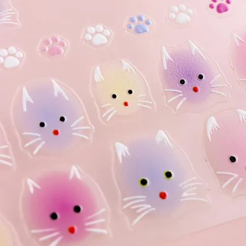 2 Hojas De Pegatinas 3d Para Uñas De Gatitos En 5d W1