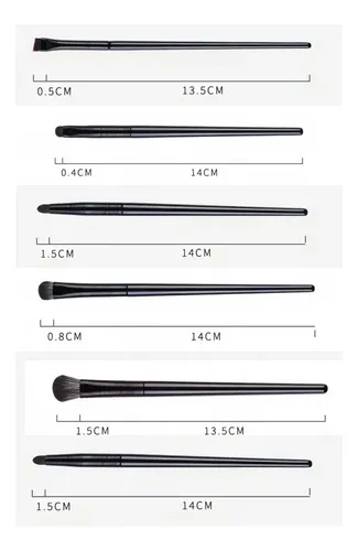 Set 6 Brochas De Maquillaje Sintéticas Negras Con Estuche