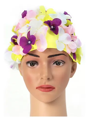 Gorro De Natación Estilizado Con Flores Decorativas