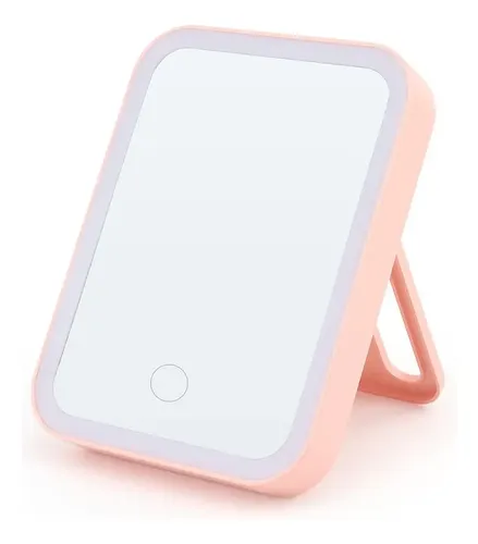 Espejo De Maquillaje Rosa, 3 Colores, Con Luz Led