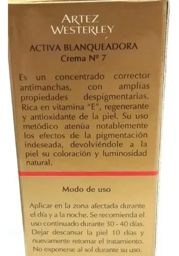 Crema Blanqueadora Antimanchas Artez Westerley Anti Age 35g