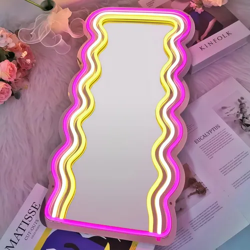 Espejo Neon Led Luz Usb Corazón Mariposa Gato