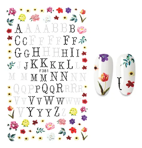 Stickers Autoadhesivos Para Uñas – Letras Números – Nail Art