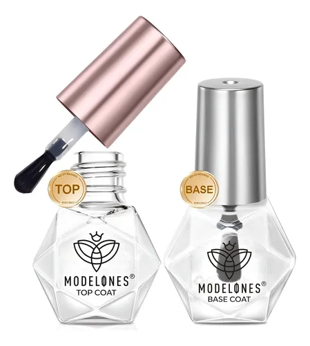 Set Esmalte De Uñas Base Y Top Coat Modelones 5 Ml X2