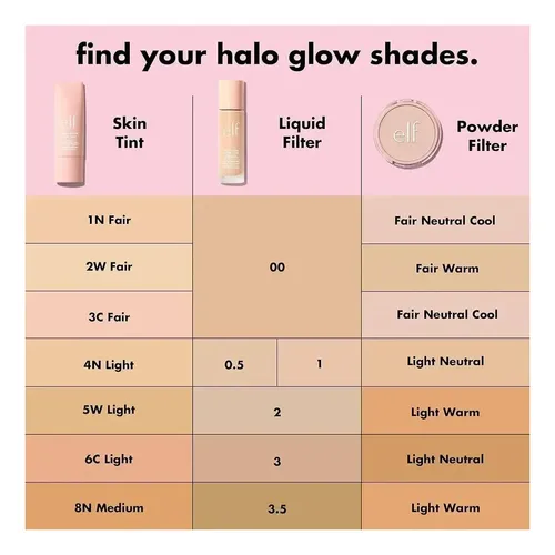 Base Líquida E.L.F. Cosmetics Halo Glow Liquid Filter en Tono Fair Clair 00