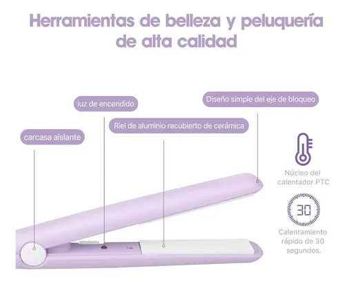 Mini Planchita Cabello Estuche Calentamiento Rápido Plancha