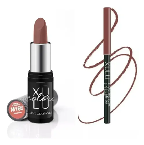 Labial Xúlu Cosméticos Nude M166 Barra Cremoso + Delineador Dark Latte