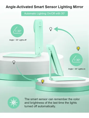 Espejo De Maquillaje Gospire Con Luz Led 10x Plegable Verde