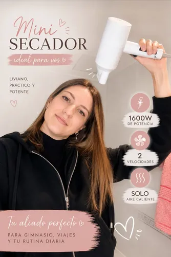 Mini Secador De Pelo Suono 1600w Compacto Para Viaje