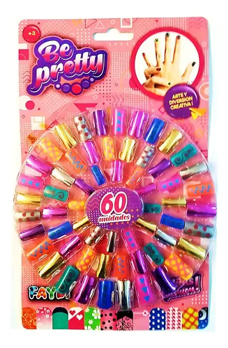 Set De Uñas 60 Piezas Divertidas Colores Y Diseños Surtidos