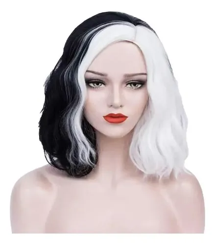 2026 Set De Regalo De Peluca Cruella For Mujer En Blanco Y